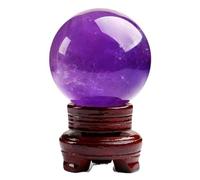 UYCUODLUY Crystal Ball Decorative Sphere with Wood Stand Crystals Stone,Amethyst ball-8cm