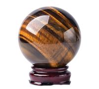 UYCUODLUY Crystal Ball Tiger Eye Stone Gemstone Sphere with Stand Ornament Divination for Feng Shui, Home Decor,7cm/2.7in