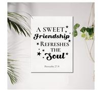 UYCUODLUY Encouragement Gift for Her - Friendship Refreshes the Soul Scripture Canvas, Christian Wall Art from Proverbs, Home & Office Decor (Unframed,12x18inch(30x45cm))