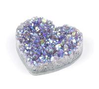 UYCUODLUY Rainbow Heart Shape Amethyst Cluster,Titanium Coated Angel Aura Druzy, Quartz Rough Stone for Home Decoration,2pcs