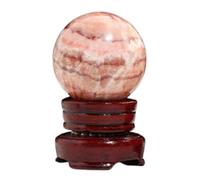 UYCUODLUY Red Meat Stone Crystal Ball with Stand - Gemstones Crafts Sphere,Hand Carved Ornaments,Feng Shui Decoration Gifts,6~6.5cm