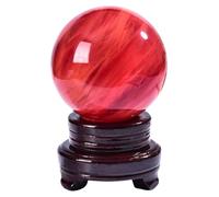 UYCUODLUY Red Smelt Quartz Crystal Ball with Stand,Beautiful Decorative Sphere for Office, Home Bedroom Desk Ornaments for, Divination,3.14"(8cm)