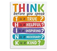 UYCUODLUY Respectful Communication Poster THINK Before You Speak SEL Rules Canvas Painting for Classroom Decor(Framed,08x12inch(20x30cm))