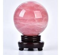 UYCUODLUY Rose Quartz Crystals Sphere Crystal Ball Ornament with Wood Stand for Decoration, Scrying Mirror, Feng Shui,8cm/3.1in