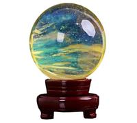 UYCUODLUY Smelting Crystal Quartz Ball with Stand Yellow Crystals for Healing/Divination/Chakra Balance/Yoga/Home/Office FengShui Decoration,8cm