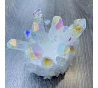 UYCUODLUY Stone 1pc Clear Quartz Electroplating Angel Aura Crystal Cluster Aquarium Decoration Home Ornaments(400-500g)