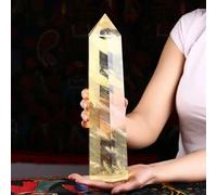 UYCUODLUY Stone Crystal Column Yellow Smelting Magic Wand Home Decoration. (700-800g)