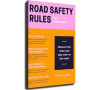 UYCUODLUY Traffic Rules Poster Educational Chart for Driving School Community Center Office(Framed,12x18inch(30x45cm))