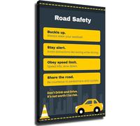 UYCUODLUY Traffic Rules Poster Road Guide Educational Chart for Workplace Driving School(Framed,08x12inch(20x30cm))
