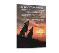 UYCUODLUY Wolf Wisdom Canvas Wall Art - Tale of Two Wolves Inspirational Poster Print, Nature Inspired Decor for Office Home(Framed,16x24inch(40x60cm))
