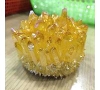UYCUODLUY Yellow Electroplated Crystal Cluster Raw Rock Quartz Flowers Aura Stones Gift Modern House Decor Ornaments (Size : 250-350g)