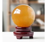 UYCUODLUY Yellow Quartz Crystal Sphere Citrine Ball Gemstone with Stand for Divination/Chakra Balance/Yoga/Home/Office FengShui Decoration,100mm