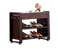 UYDJAKX Home mall- Panca per scarpe in bambù, scarpiera a 2 livelli, con cuscino e cassetto laterale per riporre oggetti, per ingresso corridoio 3 (dimensioni: 59 x 29 x 49 cm) Star of Light