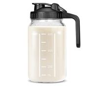 UYEIKMLOP Barattoli da 907,2 g con coperchio, brocca in vetro a doppia tenuta con manico per versare, brocca per latte materno a bocca larga da 1 litro per frigorifero, contenitore per caffè, tè al