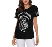 UYETSGDFG Sons%of The an*Archy - Maglietta da donna a maniche corte, classica con stampa SOA Motorcycle Club, serie TV americana, periferica per tutti i giorni, Soa-6, S