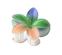 UYFRD 3 forcine per capelli, belle e alla moda, grandi, 8 cm, con fiore di plumeria, 13 cm, quadrate, opache, accessori per capelli da donna (blu-verde-arancione)