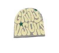 UYFRD Berretto lavorato a maglia da uomo e da donna, di qualità, Y2k, caldo, alla moda, con scritta "Hundred Take Ins Sense Niche" (grigio beige GRVTY)