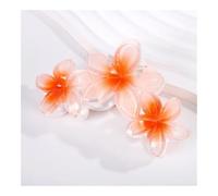UYFRD Fermaglio per capelli a forma di squalo con 3 fiori di frangipani, in tinta unita, sfumati, 2 pezzi, 11 cm, accessori per capelli da donna (T-arancione)
