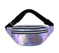 UYFRD Marsupio con ologramma Laser PU Beach Travel Banana Hip Bum Zip Marsupi da donna cintura per ragazze, Viola, Taglia unica