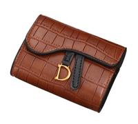 UYFRD Portafoglio da donna Breve D Lettera Fibbia Monete Borse Portafoglio Card Bag Key Wallet Carteras di Lusso para Mujeres, Marrone, Taglia unica
