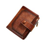 UYFRD Portafoglio da uomo realizzato in pelle bovina superiore, retrò, casual, antifurto e anti spazzole, con cerniera, portafoglio portamonete multi slot, Marrone, Taglia unica