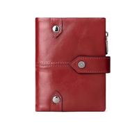 UYFRD Portamonete Head Layer Pelle Bovina Unisex Titolare di Carta Del Cuoio Genuino Uomini e Donne Breve Portafoglio Piccolo Portafoglio, Rosso, Taglia unica