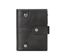 UYFRD Portamonete Head Layer Pelle Bovina Unisex Titolare di Carta Del Cuoio Genuino Uomini e Donne Breve Portafoglio Piccolo Portafoglio, Nero , Taglia unica