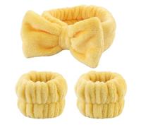 UYFRD Set di braccialetti per il lavaggio del viso, fascia per spa, trucco, cura della pelle, fasce da polso per lavare il viso (giallo)