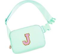Uygafly Marsupio a tracolla con iniziali e toppa con lettere carine, regali di compleanno per ragazze adolescenti, roba alla moda per adolescenti, verde chiaro, J, Verde chiaro, J