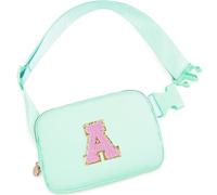 Uygafly Marsupio a tracolla con iniziali e toppa con lettere carine, regali di compleanno per ragazze adolescenti, roba alla moda per adolescenti, verde chiaro, A, Verde chiaro, A
