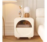 UYHBCNQD Comodino da pavimento in vetro temperato con porta comodino con 2 cassetti per soggiorno/camera da letto