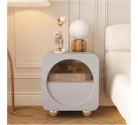 UYHBCNQD Comodino da pavimento in vetro temperato con porta comodino con 2 cassetti per soggiorno/camera da letto