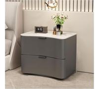 UYHBCNQD Comodino moderno in legno, facile da installare, tavolino in pelle microfibra con piano in finto marmo e 2 cassetti