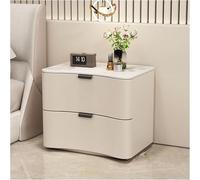 UYHBCNQD Comodino moderno in legno, facile da installare, tavolino in pelle microfibra con piano in finto marmo e 2 cassetti