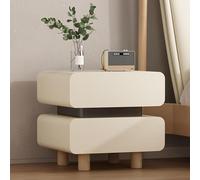 UYHBCNQD Comodino moderno in pino unico con 2 cassetti, comodini rivestiti in pelle, comodino per camera da letto