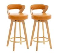 UYHBCNQD Sedia da bar girevole, set da 2 pezzi, sedia da bar con telaio in legno massello, seduta minimalista in pelle di cera oleosa, sedia da pranzo, carico 150 kg, sgabello alto affidabile