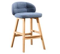 UYHBCNQD Sedia da bar retrò, seduta in cotone spesso e lino, sgabello da bar con schienale, sedia da pranzo, gambe in legno per cucina, pub, caffetteria, carico 150 kg, sgabello alto affidabile