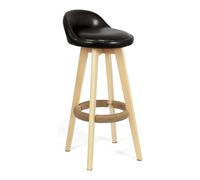 UYHBCNQD Sgabello da bar, gambe in legno massello naturale, seduta in poliuretano, sgabello da bar girevole, sedia da bar con pedali, carico 440 libbre facile da spostare