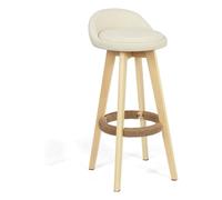 UYHBCNQD Sgabello da bar, gambe in legno massello naturale, seduta in poliuretano, sgabello da bar girevole, sedia da bar con pedali, carico 440 libbre facile da spostare