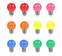 UYHGO Lampadina Colorata E27, 1W G45 Lampadina attacco grande, Colori Misti, Rosa, Arancione, Rosso, Giallo, Blu, Verd, per Halloween Natale Party Bar, Pacco da 12