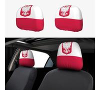 UYHhgqw Copritesta per auto con bandiera della Polonia, 2 pezzi, divertente ed elegante, accessorio universale per la maggior parte delle auto