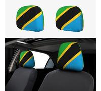 UYHhgqw Copritesta per auto con bandiera della Tanzania, 2 pezzi, divertente ed elegante, accessorio universale per la maggior parte delle auto
