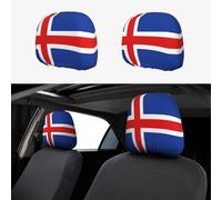 UYHhgqw Copritesta per auto con bandiera dell'Islanda, 2 pezzi, divertente ed elegante, accessorio universale per la maggior parte delle auto