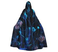 UYHhgqw Costume da strega di Halloween con fiori che sbocciano nell'oscurità, mantello con cappuccio da uomo e donna, costume horror horror per Halloween, costume cosplay