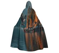 UYHhgqw Costume da strega di Halloween con l'aquila sul lago, mantello con cappuccio da uomo e da donna, costume horror horror per Halloween, costume cosplay