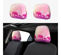 UYHhgqw Il branco di elefanti sotto il sole del tramonto copri poggiatesta auto 2 pezzi, divertente ed elegante accessorio per sedili automobilistici, universale, adatto per la maggior parte delle