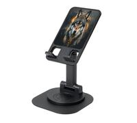 UYHhgqw Supporto universale per telefono, supporto da scrivania regolabile per iPhone, telefoni cellulari e tablet, girevole a 360°, la testa di lupo nello sguardo