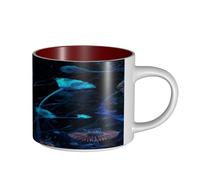 UYHhgqw Tazza in ceramica con fiori che sbocciano nel buio per donne, tazze da caffè, grande capacità e manico, per ufficio, casa