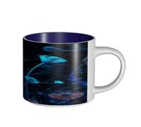 UYHhgqw Tazza in ceramica con fiori che sbocciano nel buio per donne, tazze da caffè, grande capacità e manico, per ufficio, casa