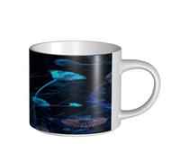 UYHhgqw Tazza in ceramica con fiori che sbocciano nel buio per donne, tazze da caffè, grande capacità e manico, per ufficio, casa